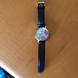 Vintage Fossil women's analog watch black leather